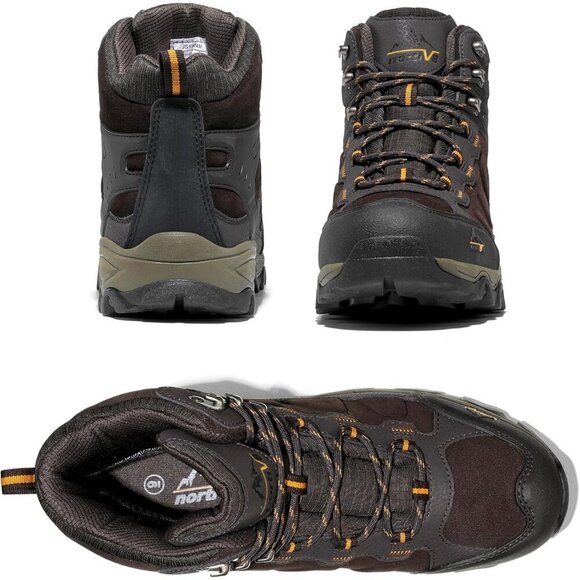 NORTIV 8 Men\'s Waterproof Hiking Boots Mid Trekking Mountaineering Shoes Brown main image 4